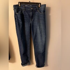Old Navy dark wash, mid-rise boyfriend jeans